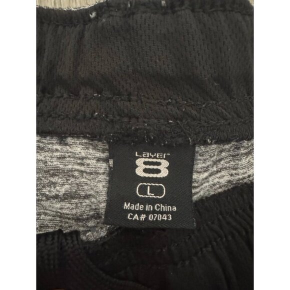 Layer Shorts Mens Large Gray Black Straight Leg Pleated Front Elastic Waist - Picture 4 of 7